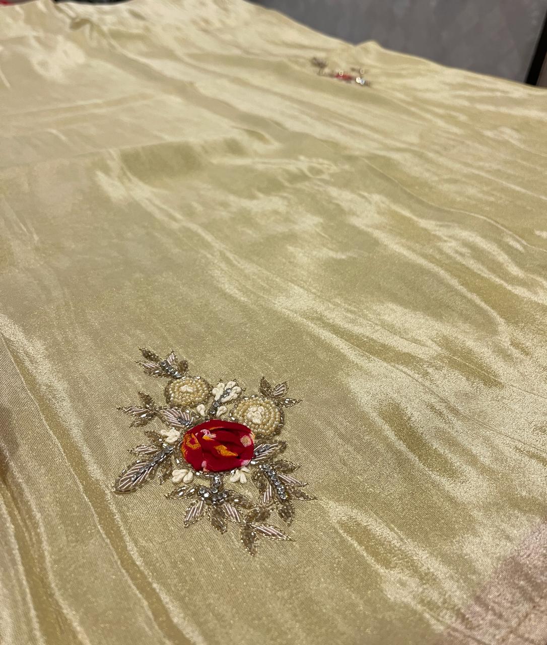Sara Cream Embroided Saree | Swathi Nanda Sarees
