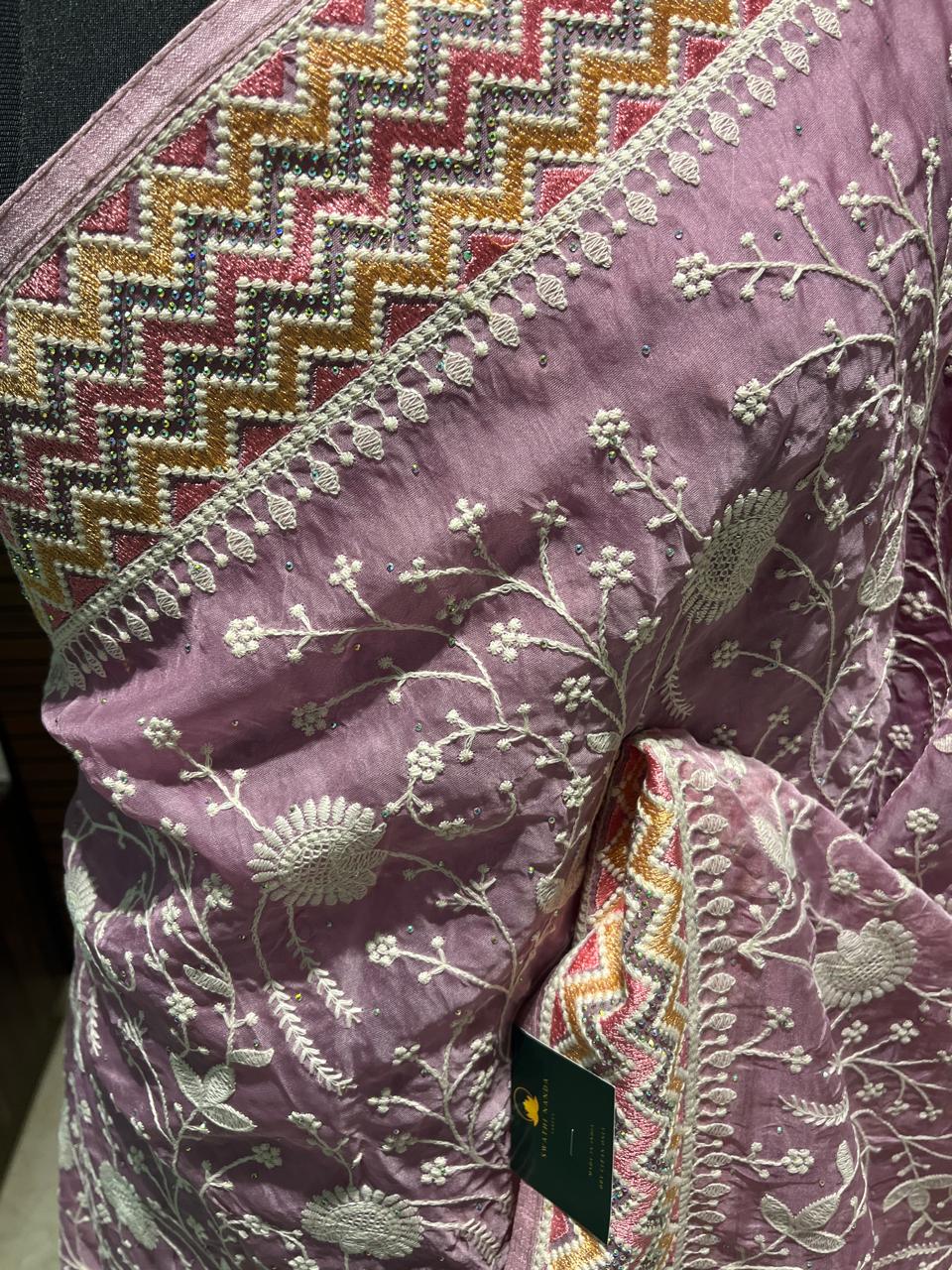 Sia Lavender embroidered Organza Saree | Swathi Nanda Saree