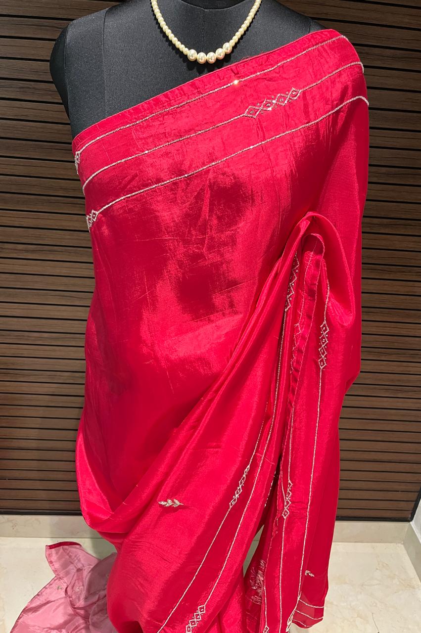 Sara Red Embroided Saree | Swathi Nanda Sarees