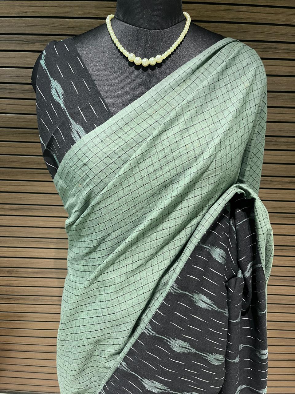 Teal Green Ikkath Saree | Swathi Nanda Sarees