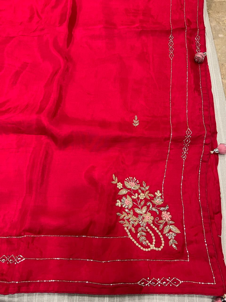 Sara Red Embroided Saree | Swathi Nanda Sarees