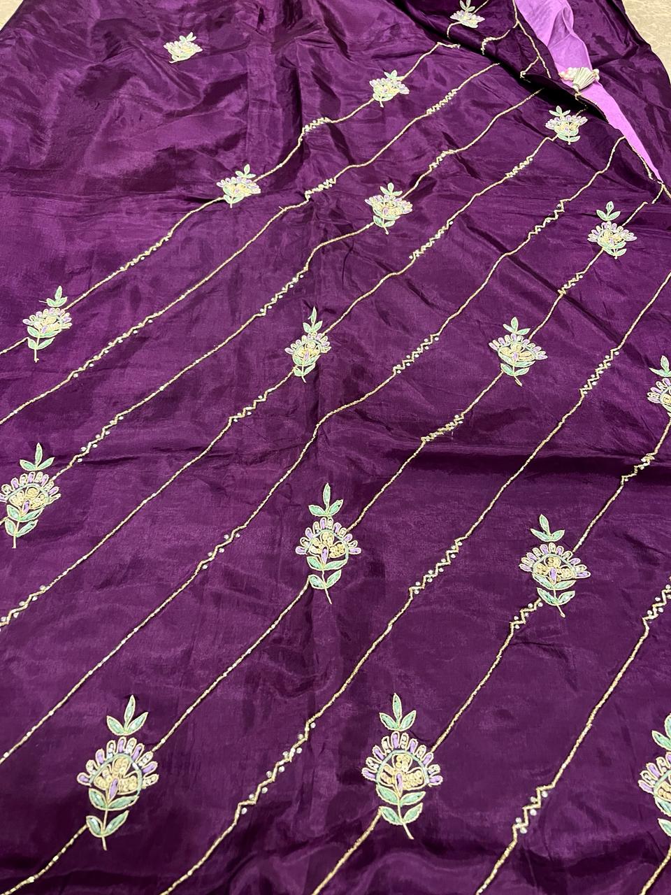 Sara Purple Embroided Saree | Swathi Nanda Sarees