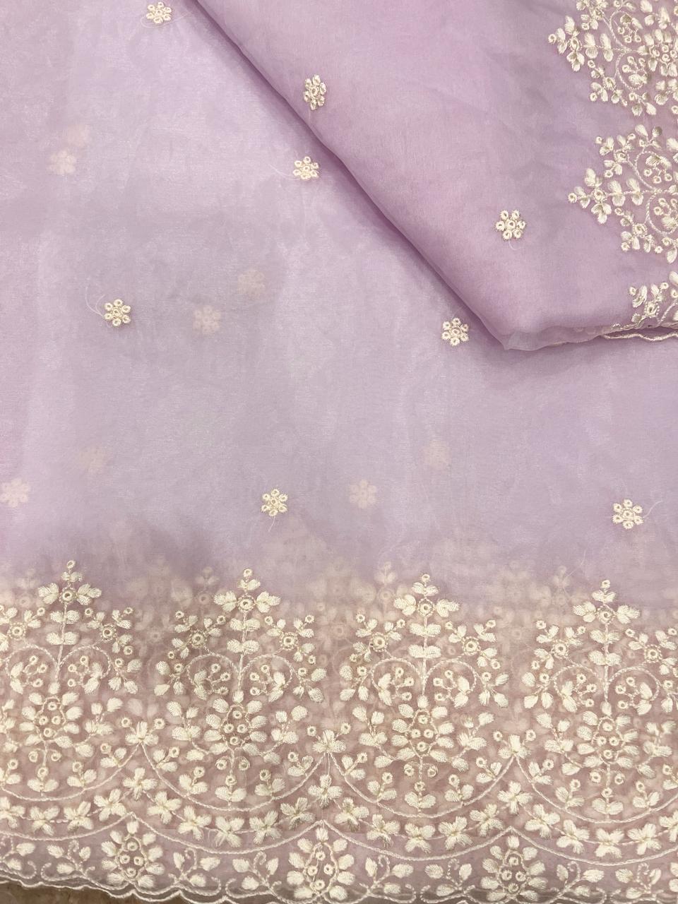 Lavender Organza Saree