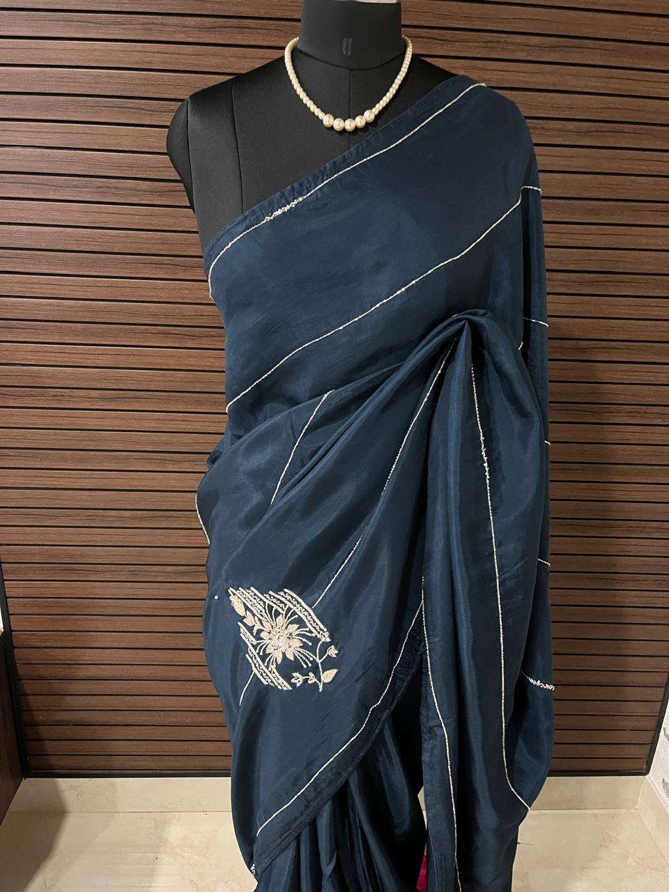 Sara Teal Green Embroided Saree | Swathi Nanda Sarees