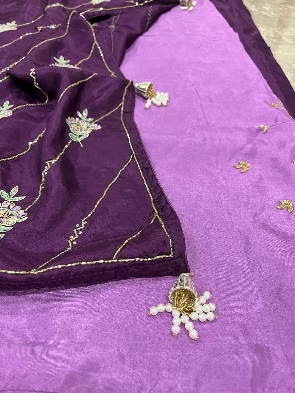 Sara Purple Embroided Saree | Swathi Nanda Sarees
