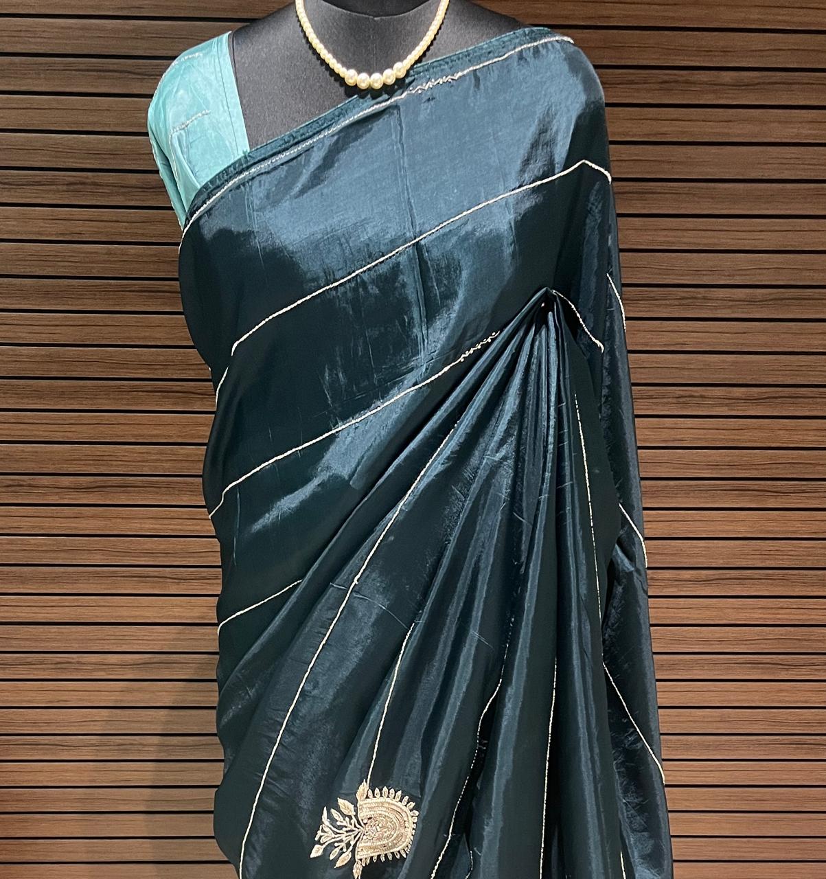 Sara Teal Green Embroided Saree | Swathi Nanda Sarees