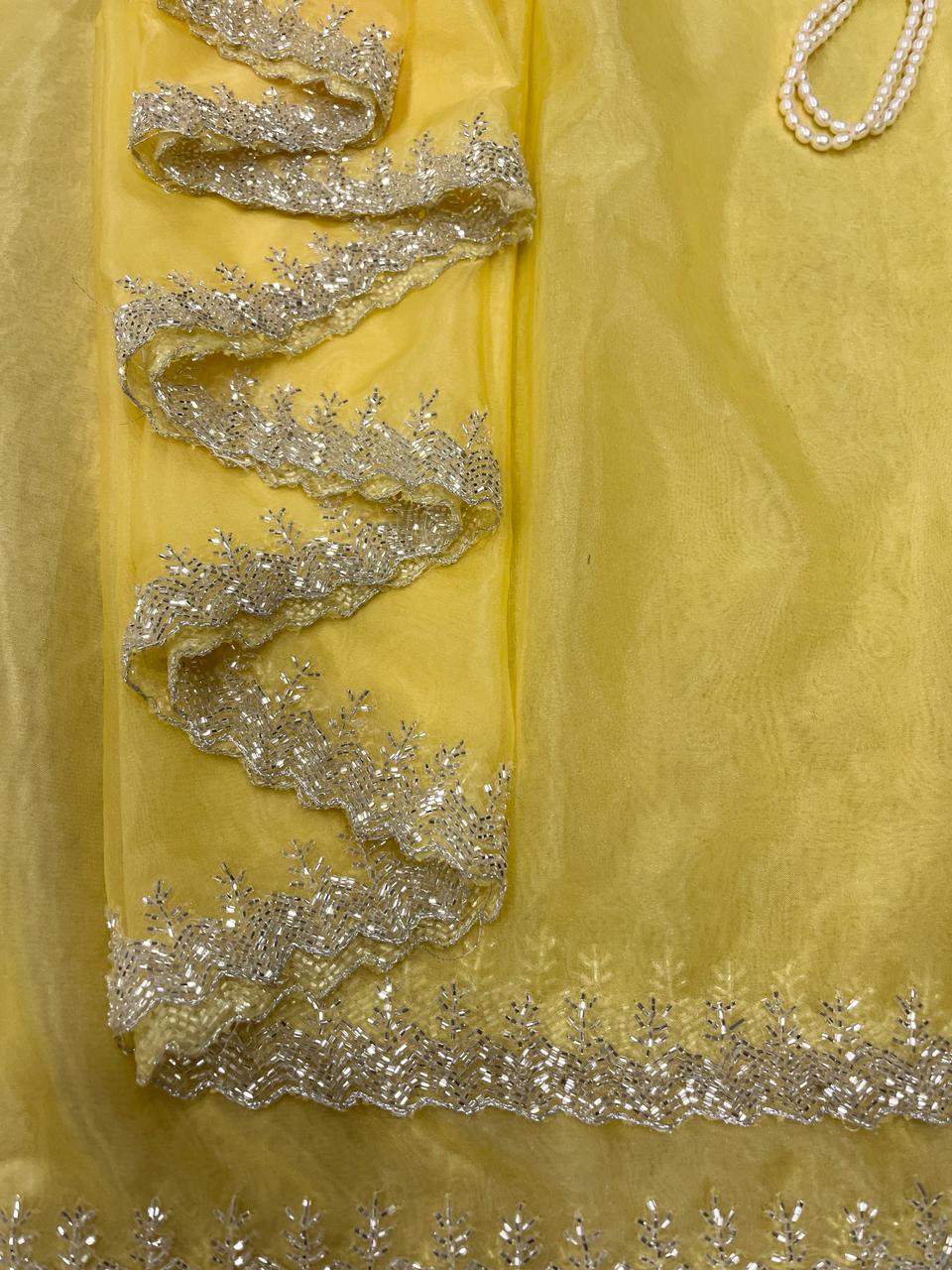 Yellow Organza Saree | Swathi Nanda Sarees