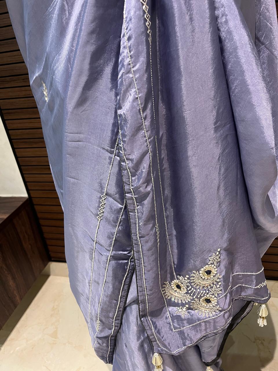 Sara Lavender Embroided Saree | Swathi Nanda Sarees