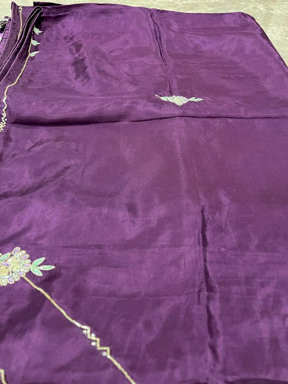 Sara Purple Embroided Saree | Swathi Nanda Sarees
