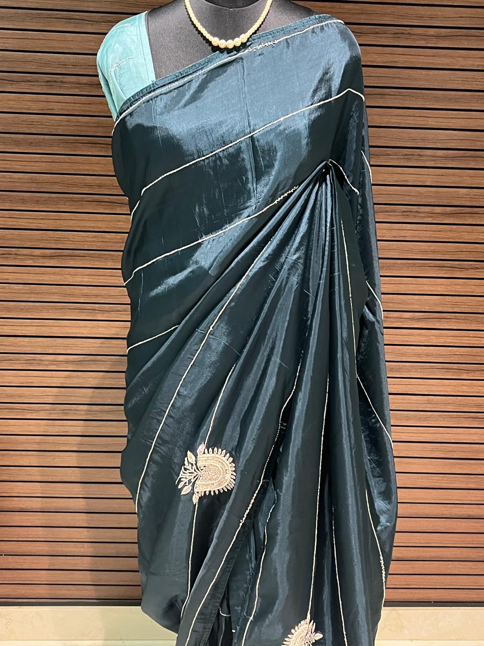 Sara Teal Green Embroided Saree | Swathi Nanda Sarees