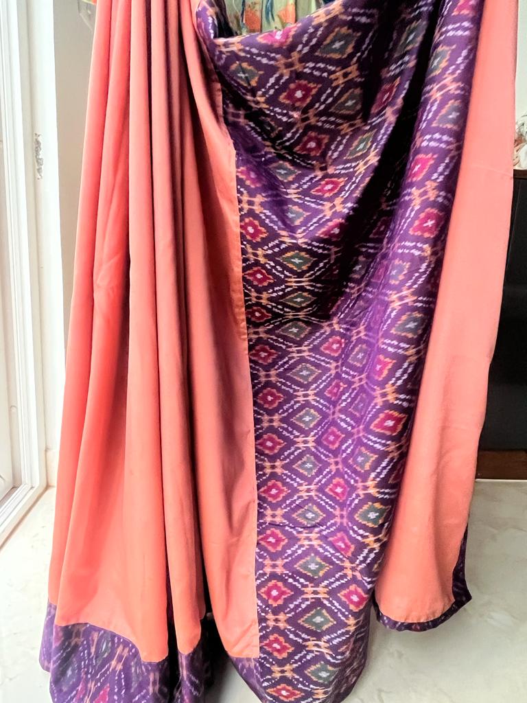 Pink and Purple pochampally Ikkat Designer Saree | Swathi Nanda Sarees