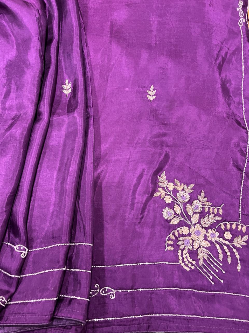 Sara Purple Embroided Saree | Swathi Nanda Sarees