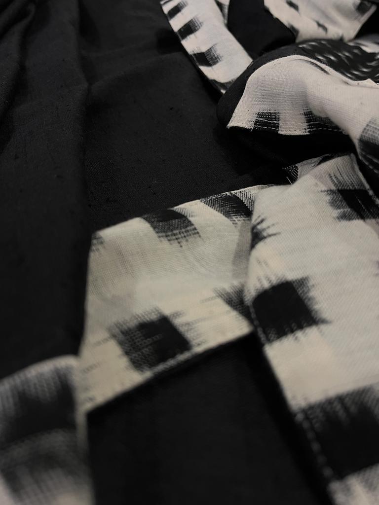 Black and White Ikkat Designer Cotton Saree | Swathi Nanda Sarees