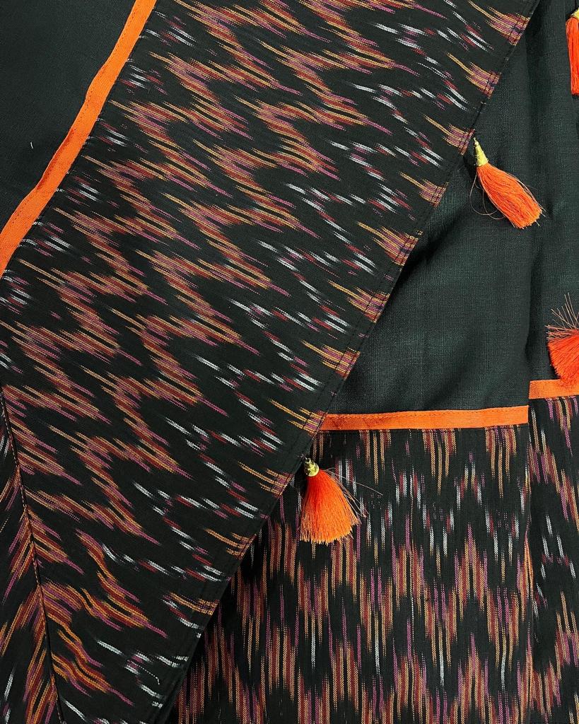 Black Ikkat Designer Cotton Saree | Swathi Nanda Sarees