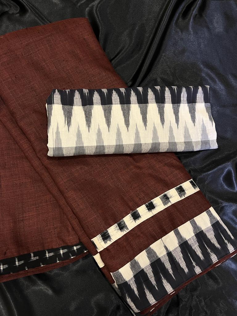 Brown Ikkat Designer Cotton Saree | Swathi Nanda Sarees