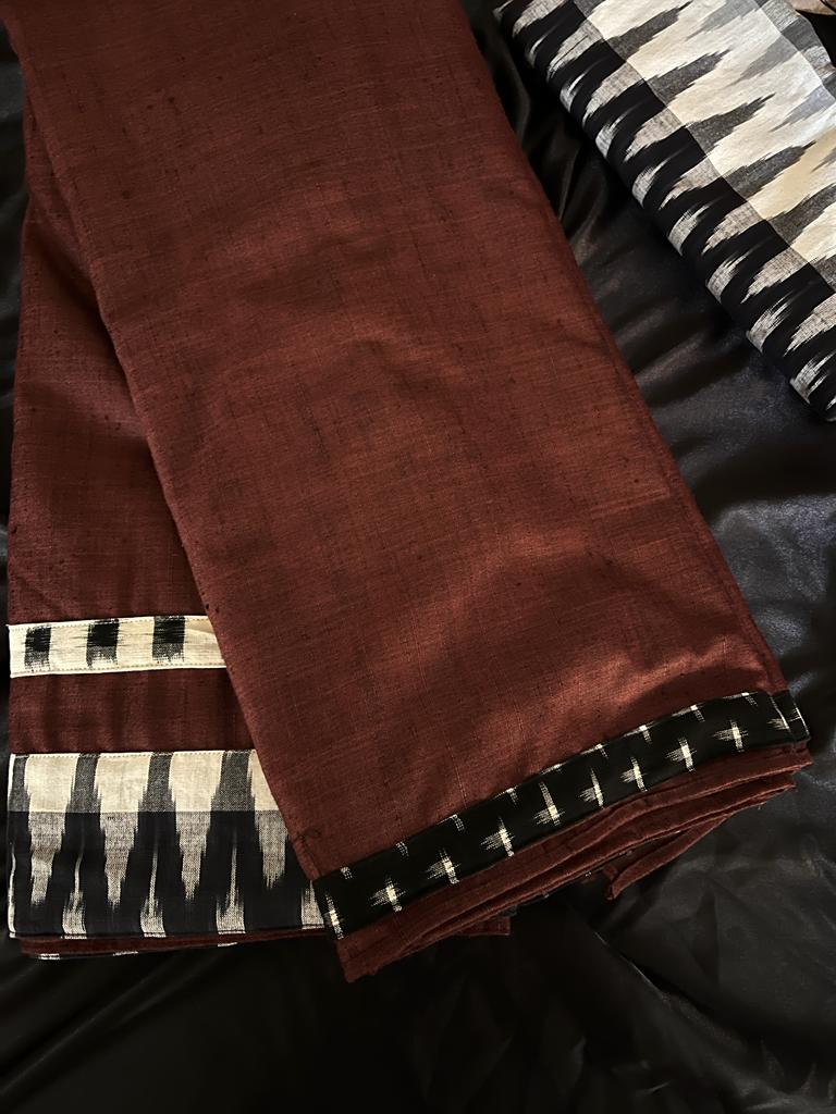 Brown Ikkat Designer Cotton Saree | Swathi Nanda Sarees