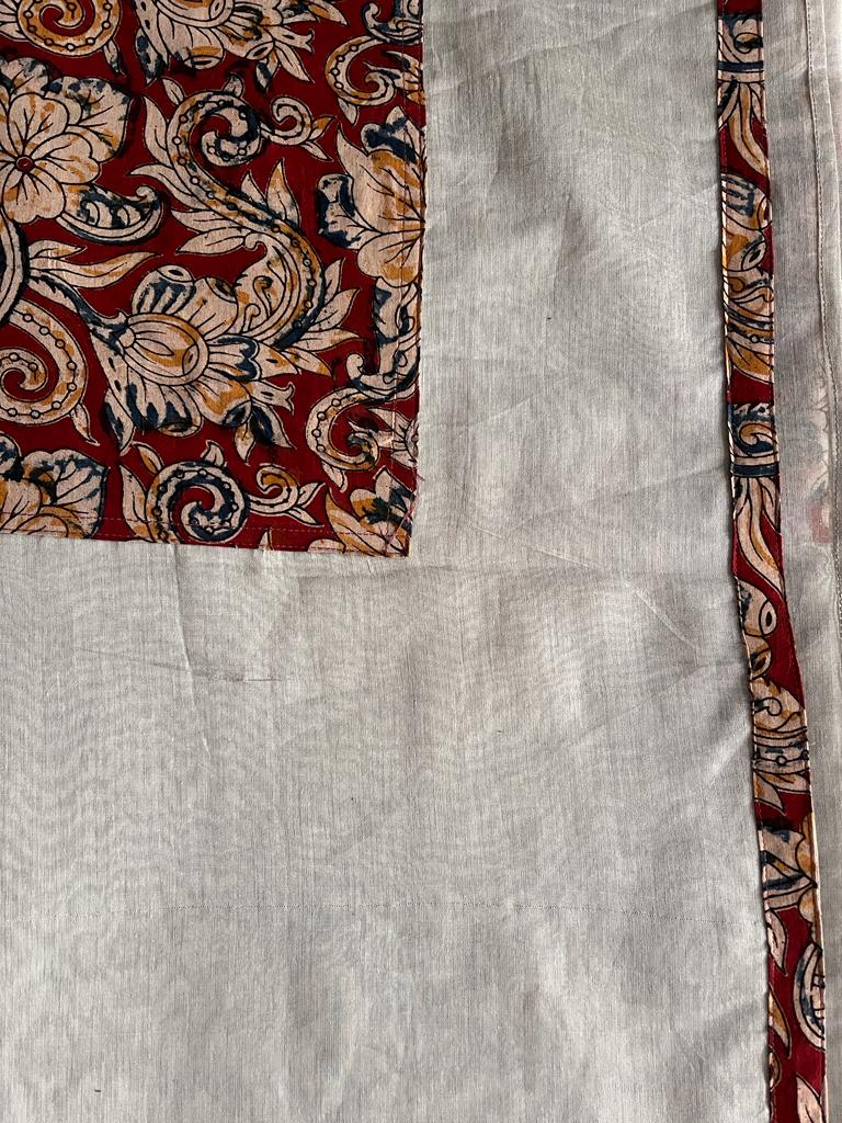 Grey Cotton Designer Kalamkari Saree | Swathi Nanda Sarees