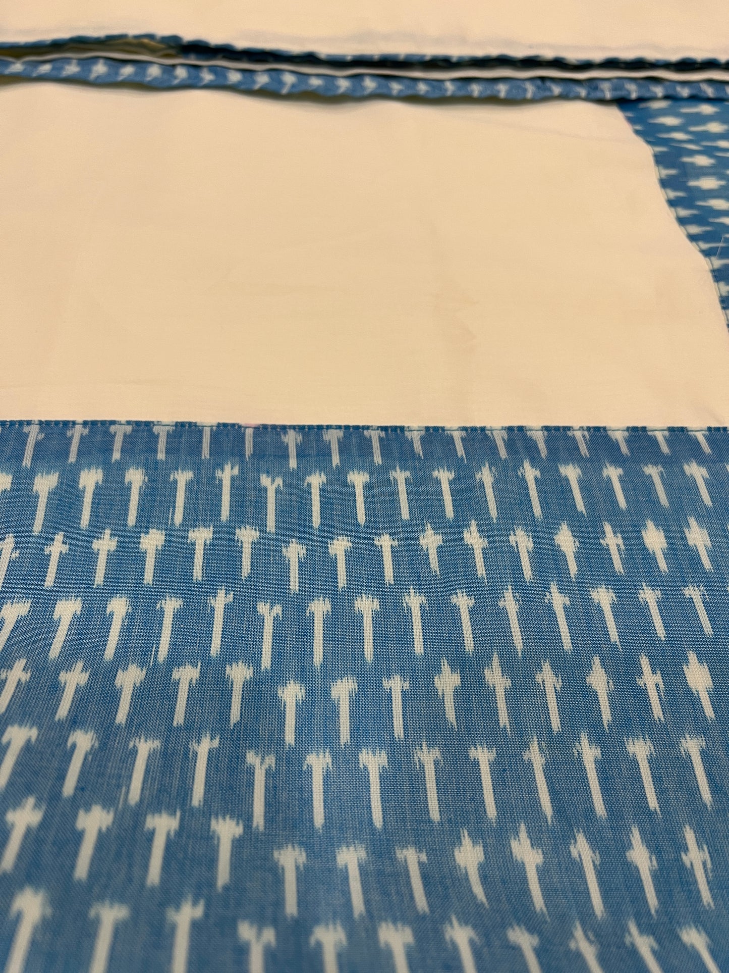 Cream Blue Ikkat Designer Silk Cotton Saree | Swathi Nanda Sarees