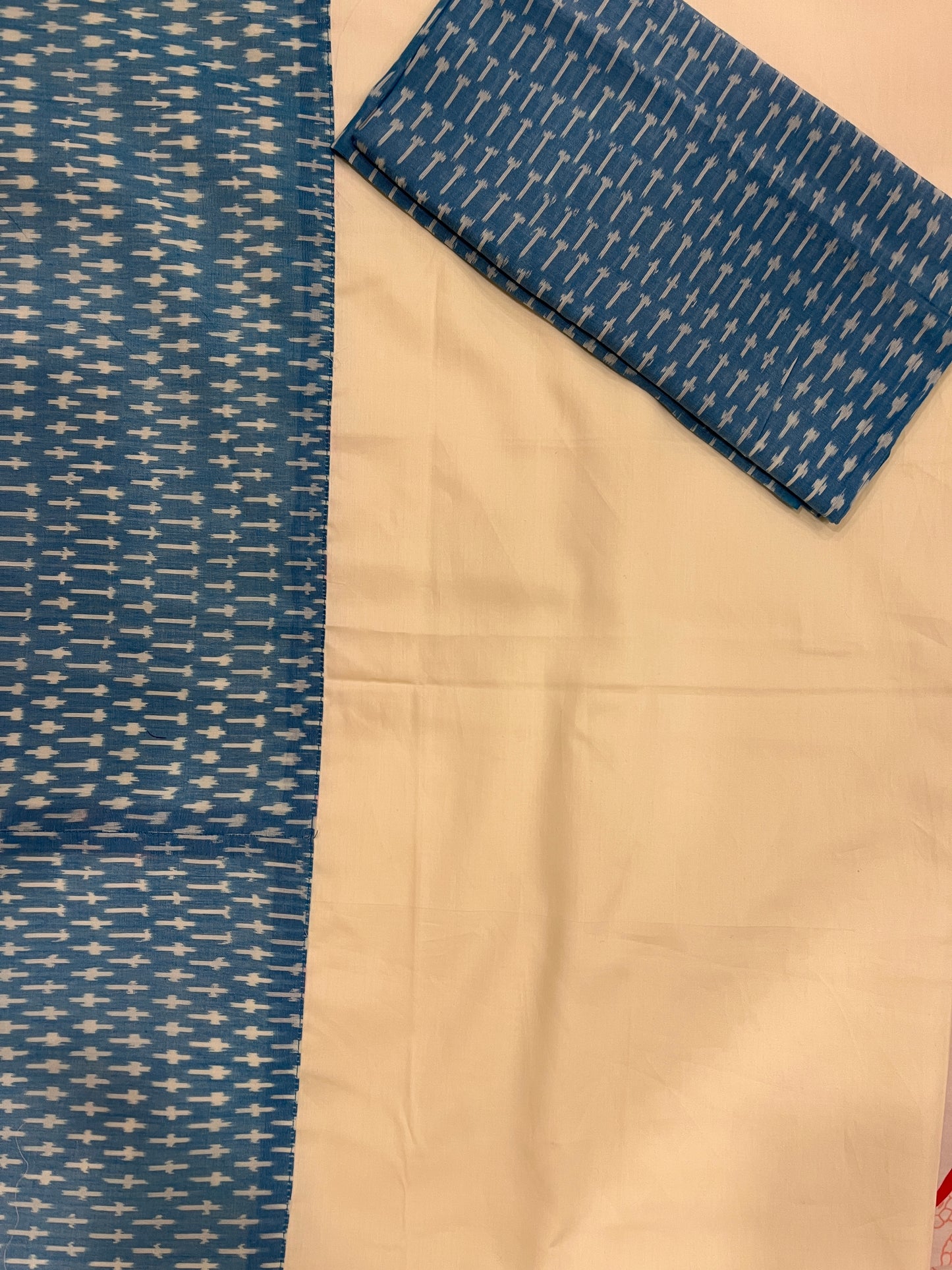 Cream Blue Ikkat Designer Silk Cotton Saree | Swathi Nanda Sarees