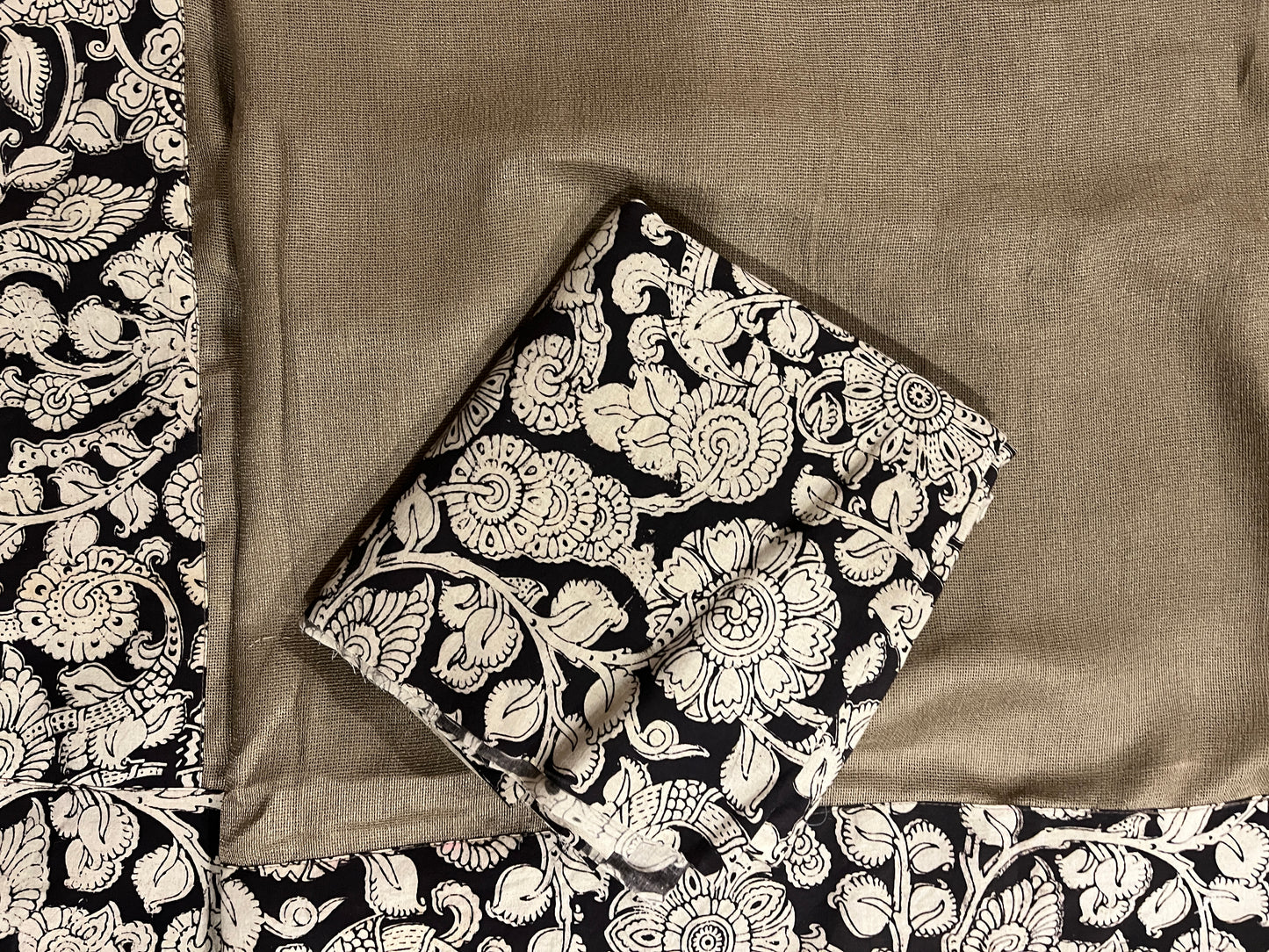 Olive Brown Designer Kalamkari Cotton Saree | Swathi Nanda Sarees