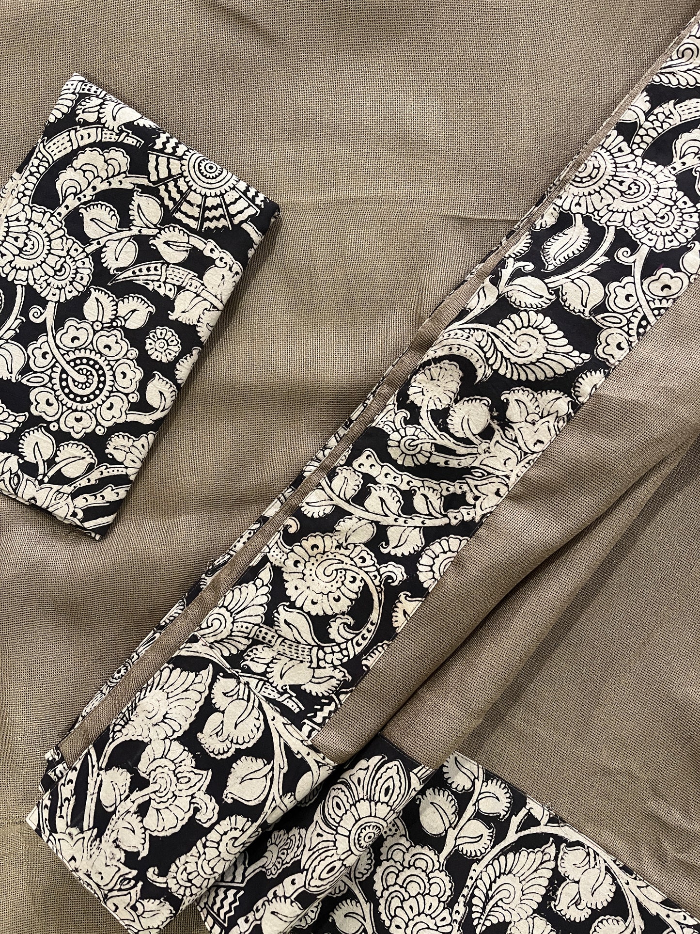 Olive Brown Designer Kalamkari Cotton Saree | Swathi Nanda Sarees