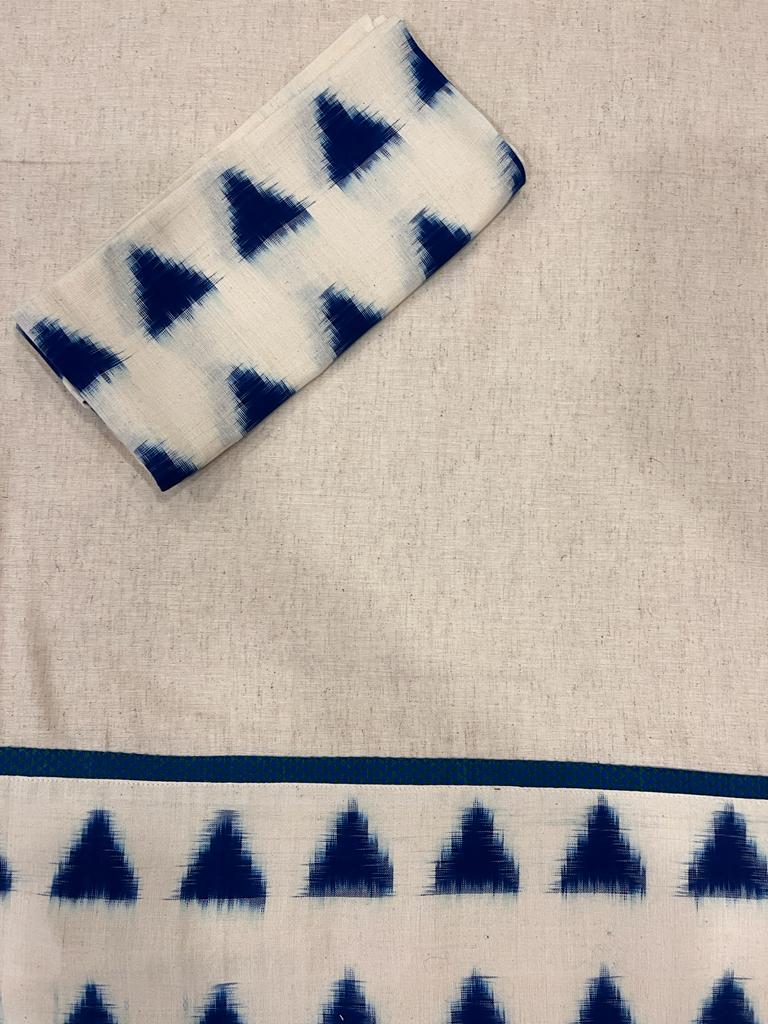 White Ikkat Designer Cotton Saree | Swathi Nanda Sarees