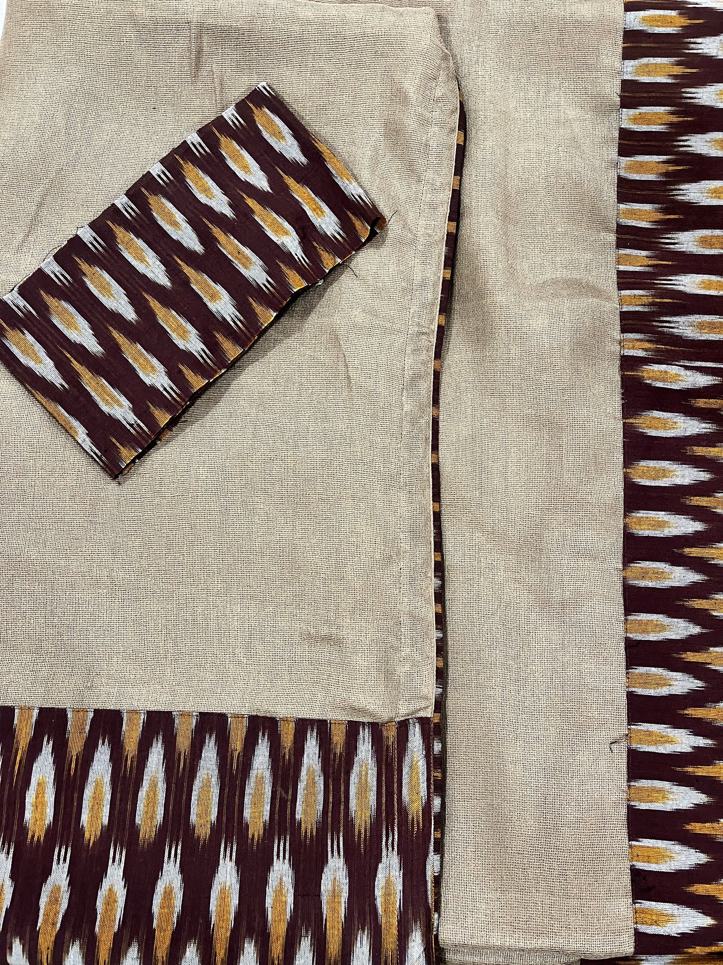 Jutenet Brown Ikkat Designer Cotton Saree | Swathi Nanda Sarees