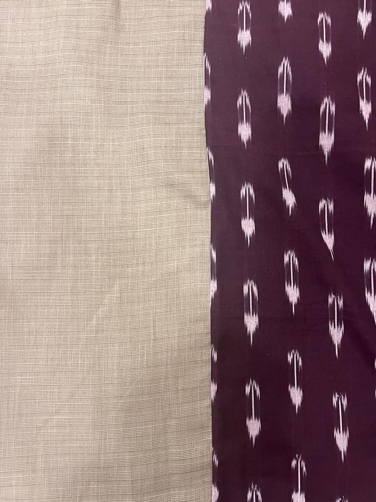 Grey Wine Ikkat Designer Cotton Saree | Swathi Nanda Sarees