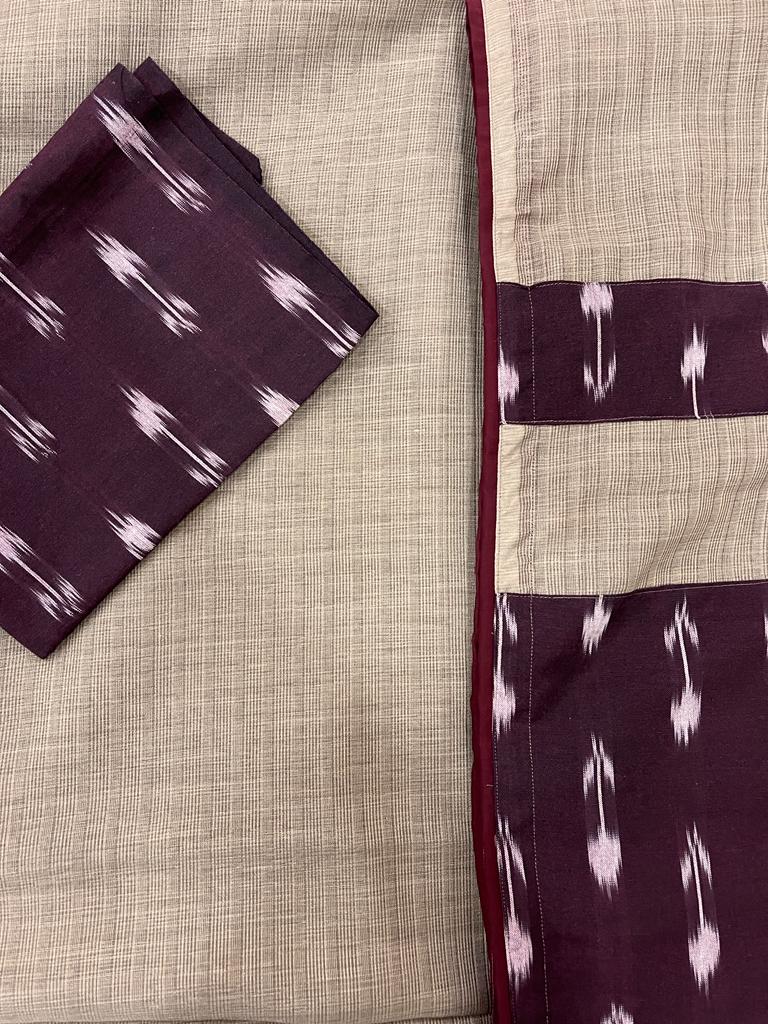 Grey Wine Ikkat Designer Cotton Saree | Swathi Nanda Sarees