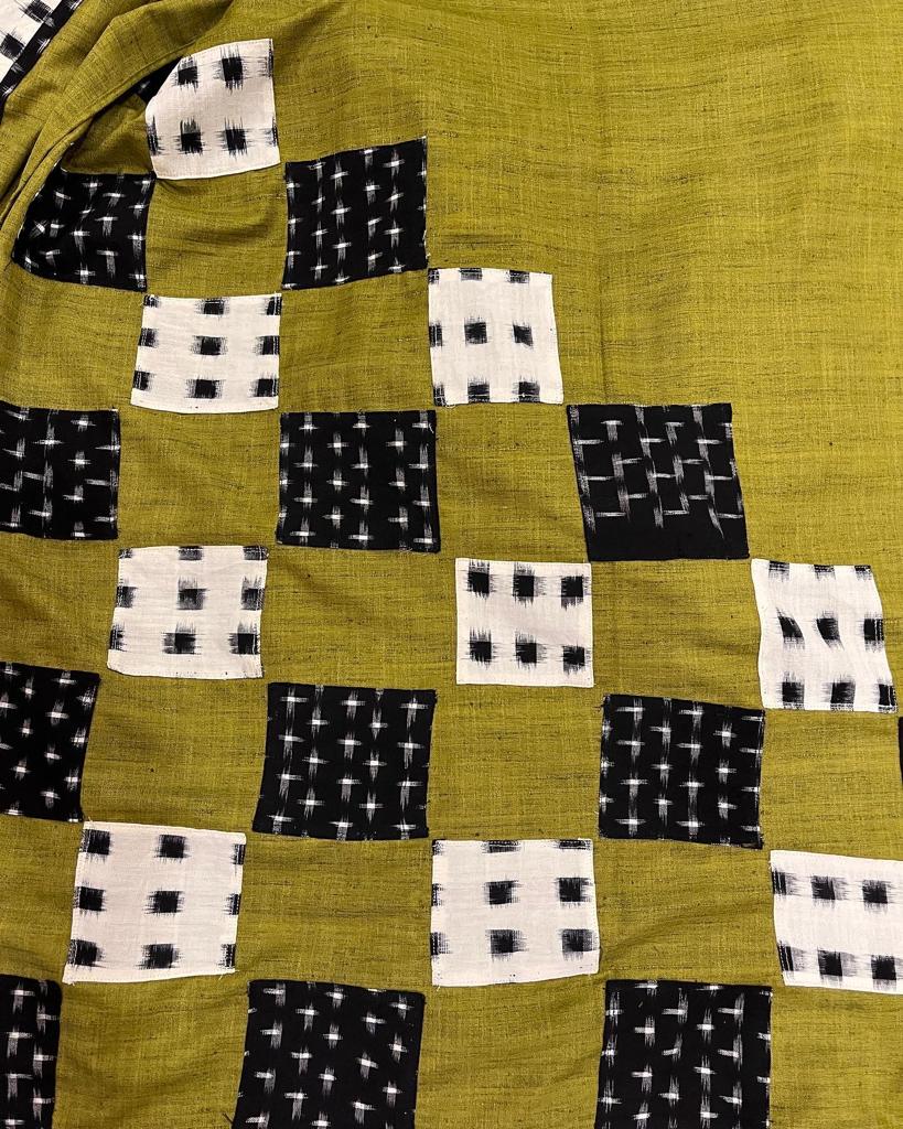 Green Jute Cotton- Double Ikkath Saree