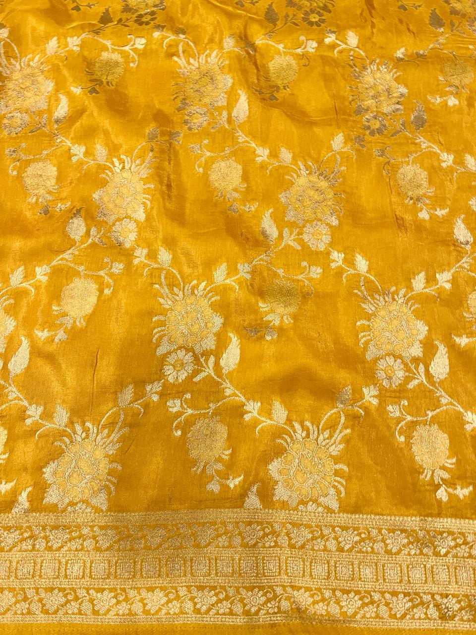 Mustard Yellow Banarasi Saree | Swathi Nanda Sarees