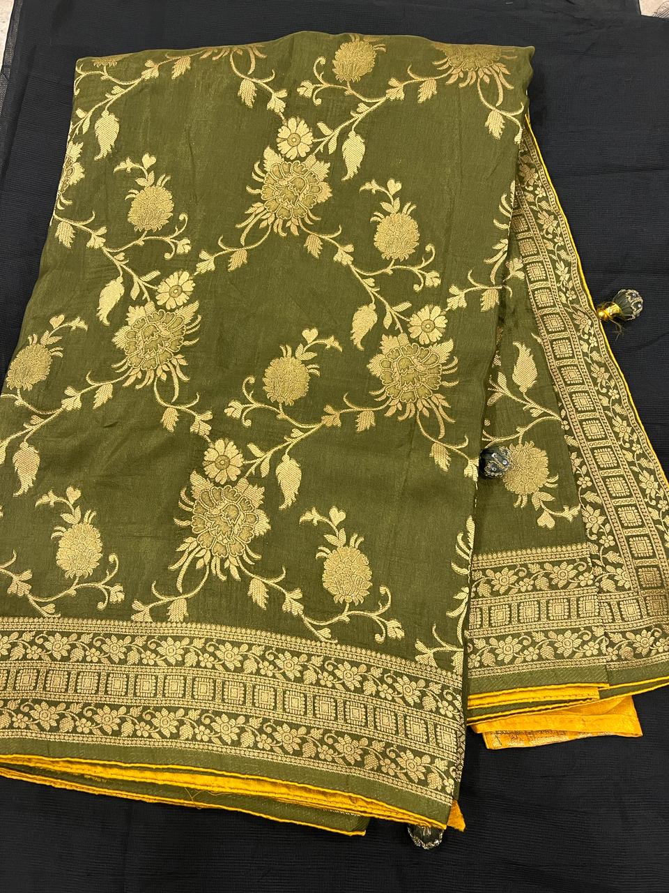 Mehendi Green Banarasi Saree | Swathi Nanda Sarees