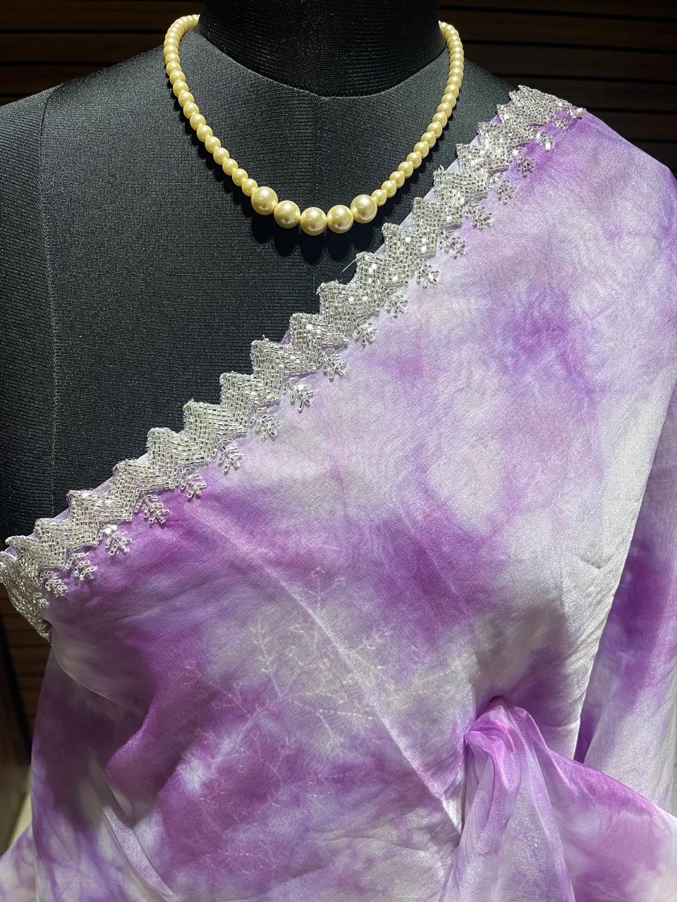 Lavender Organza Saree | Swathi Nanda Sarees