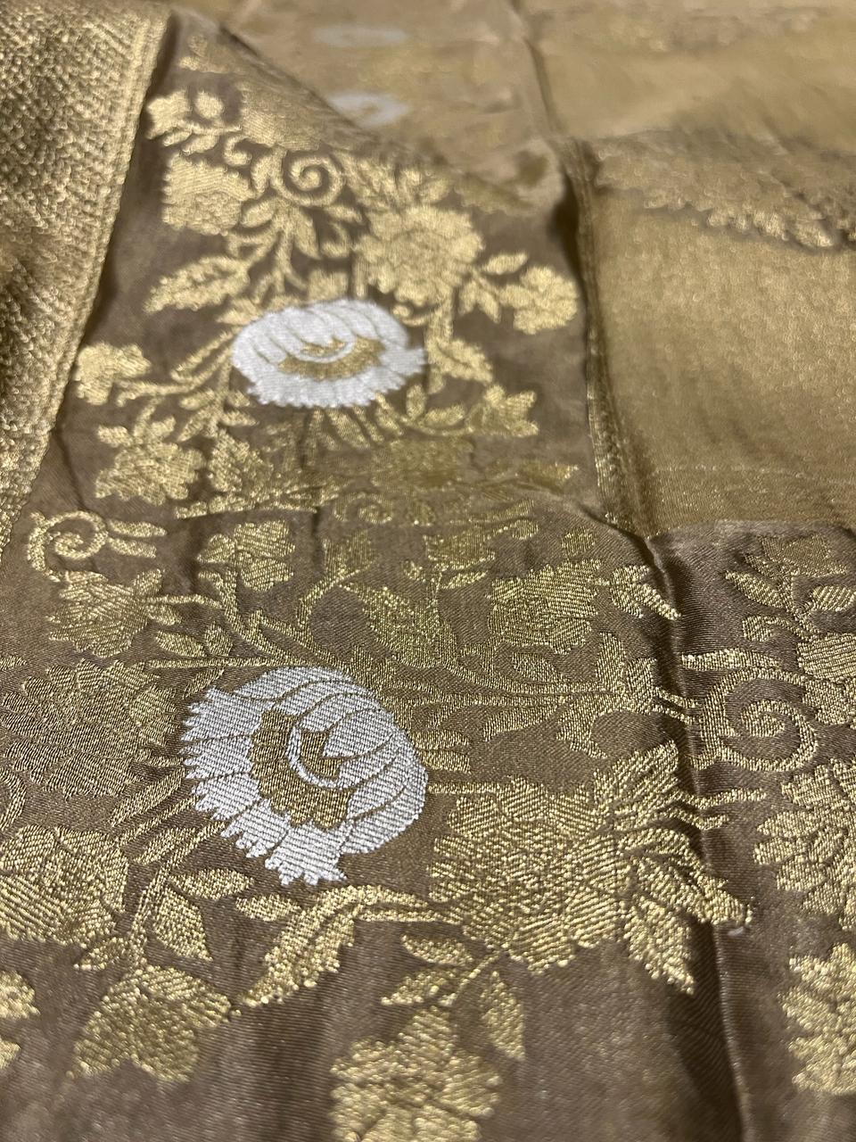 Golden Brown Banarasi Saree