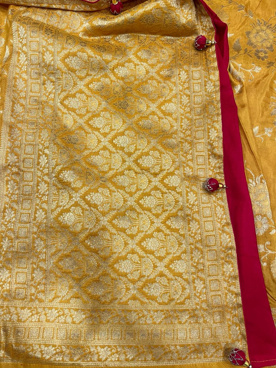 Mustard Yellow Banarasi Saree | Swathi Nanda Sarees