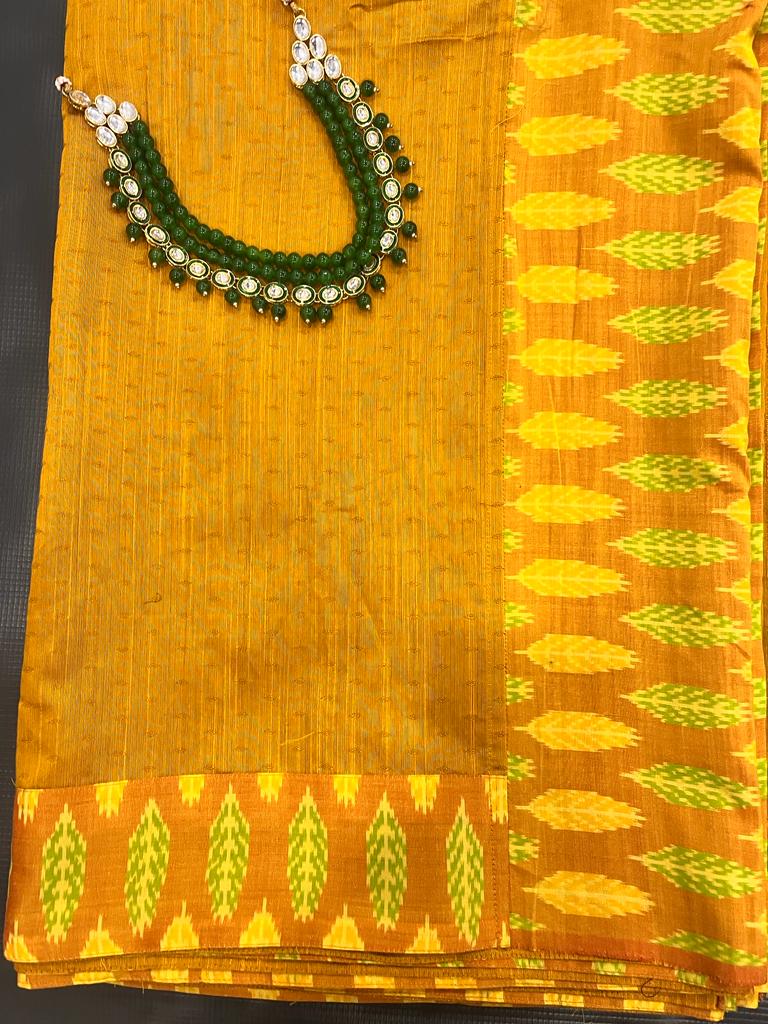 Yellow pochampally Ikkat Designer Saree | Swathi Nanda Sarees