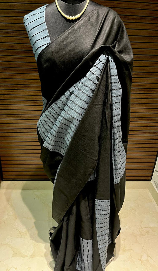 Black and Blue Handcrafted Saree