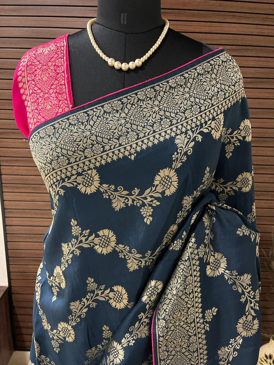 Teal Blue Banarasi Saree | Swathi Nanda Sarees