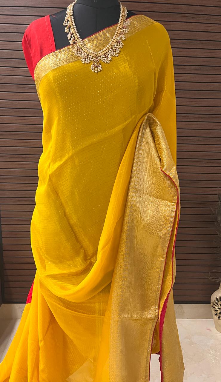 Yellow Banarasi Saree | Swathi Nanda Sarees