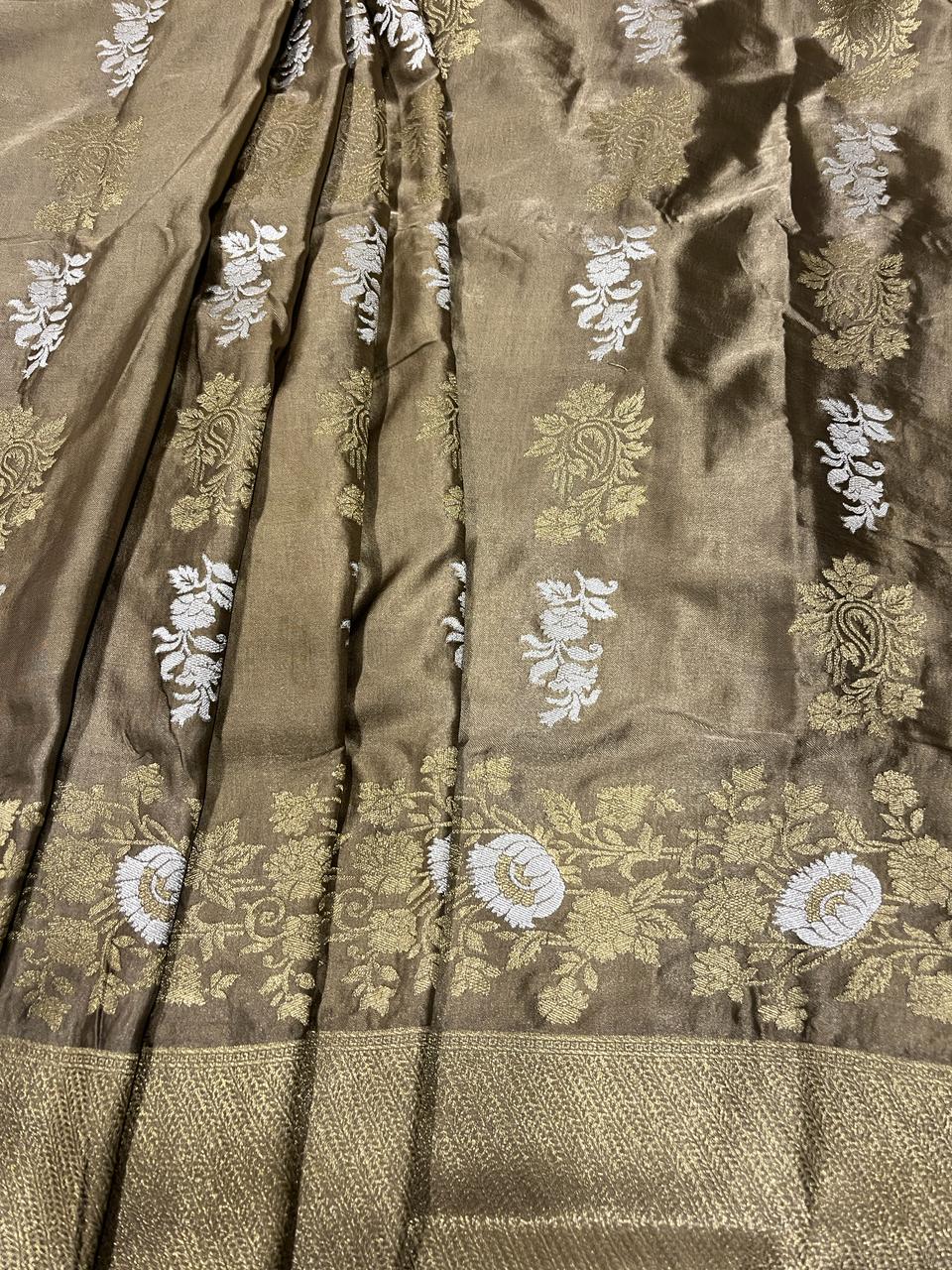 Golden Brown Banarasi Saree