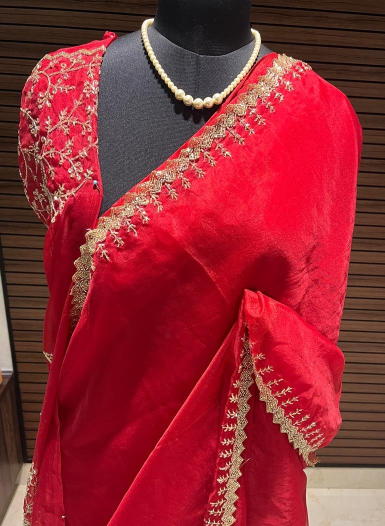 Red Organza Saree | Swathi Nanda Sarees