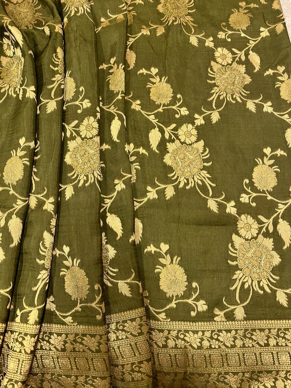 Mehendi Green Banarasi Saree | Swathi Nanda Sarees