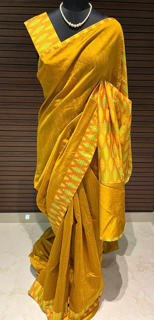 Yellow pochampally Ikkat Designer Saree | Swathi Nanda Sarees