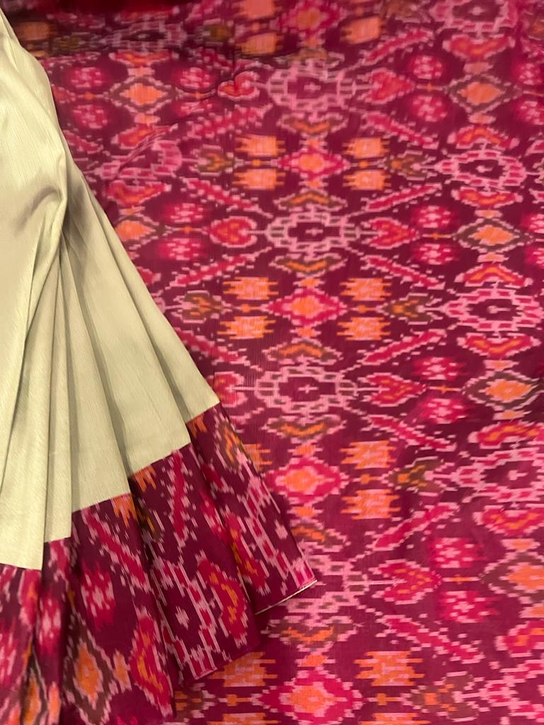 Red and Green pochampally Ikkat Designer Saree | Swathi Nanda Sarees