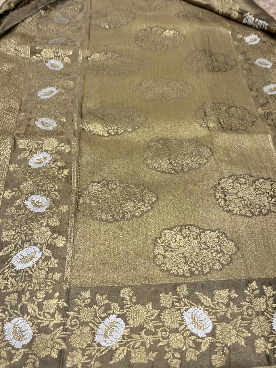 Golden Brown Banarasi Saree