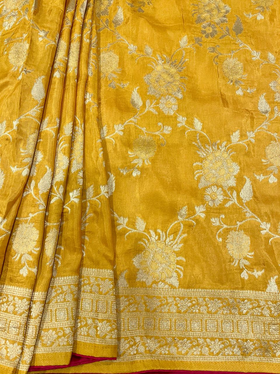 Mustard Yellow Banarasi Saree | Swathi Nanda Sarees