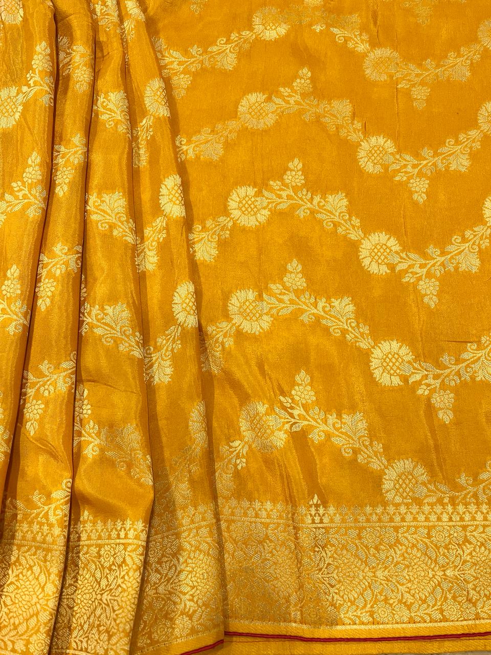 Mustard yellow Banarasi Saree | Swathi Nanda Sarees