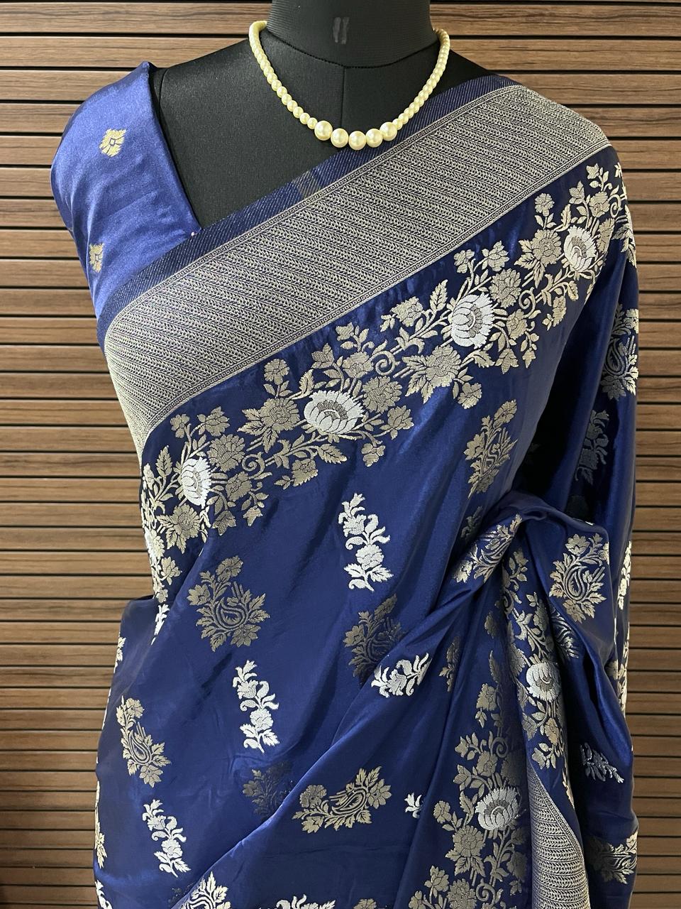 Royal Blue Banarasi Saree | Swathi Nanda Sarees