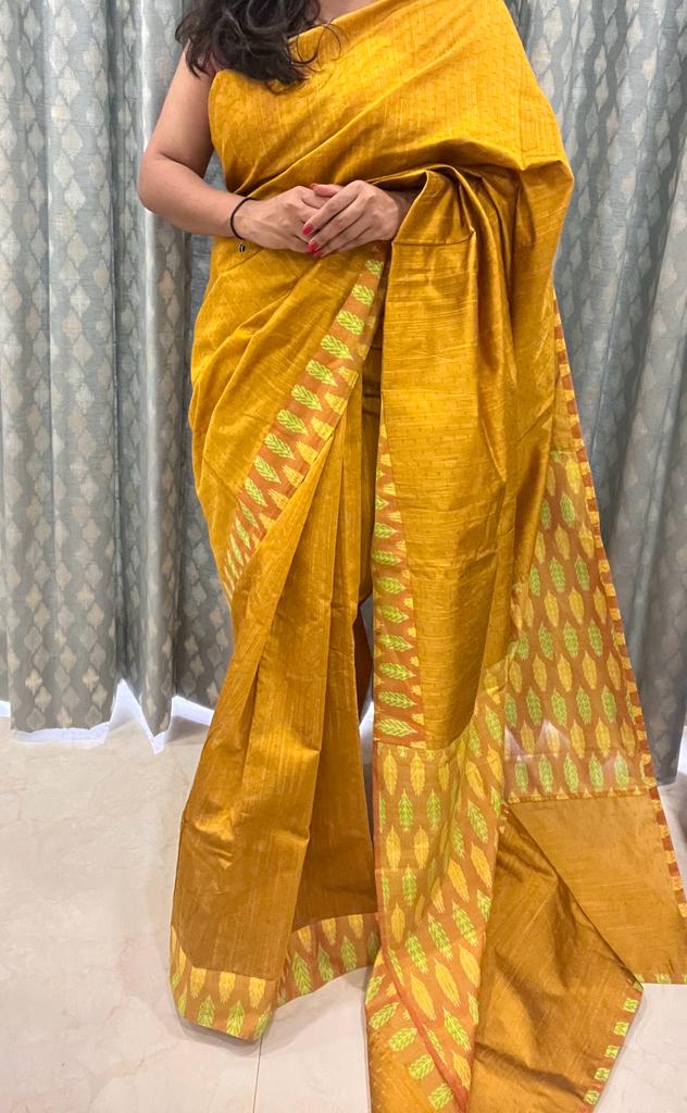 Yellow pochampally Ikkat Designer Saree | Swathi Nanda Sarees