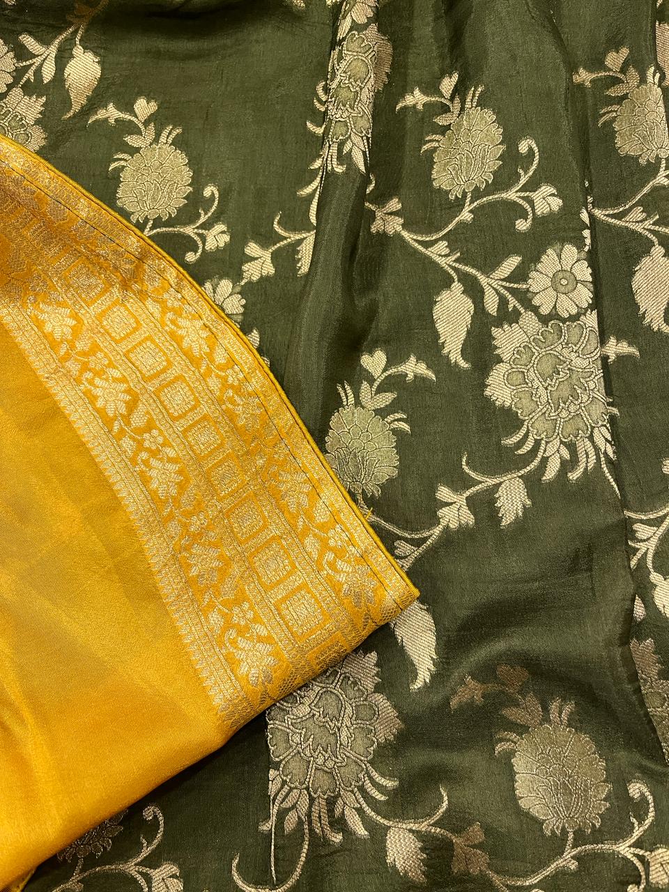 Mehendi Green Banarasi Saree | Swathi Nanda Sarees